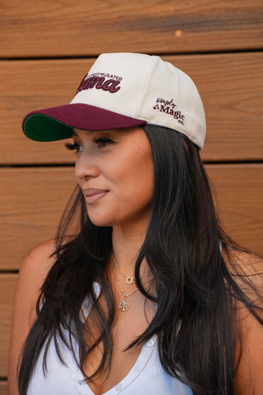 OVERSTIMULATED MAMA - Cream/Maroon