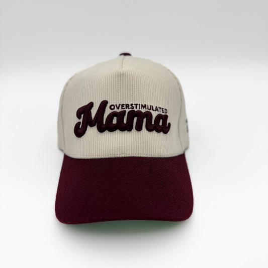 OVERSTIMULATED MAMA - Cream/Maroon