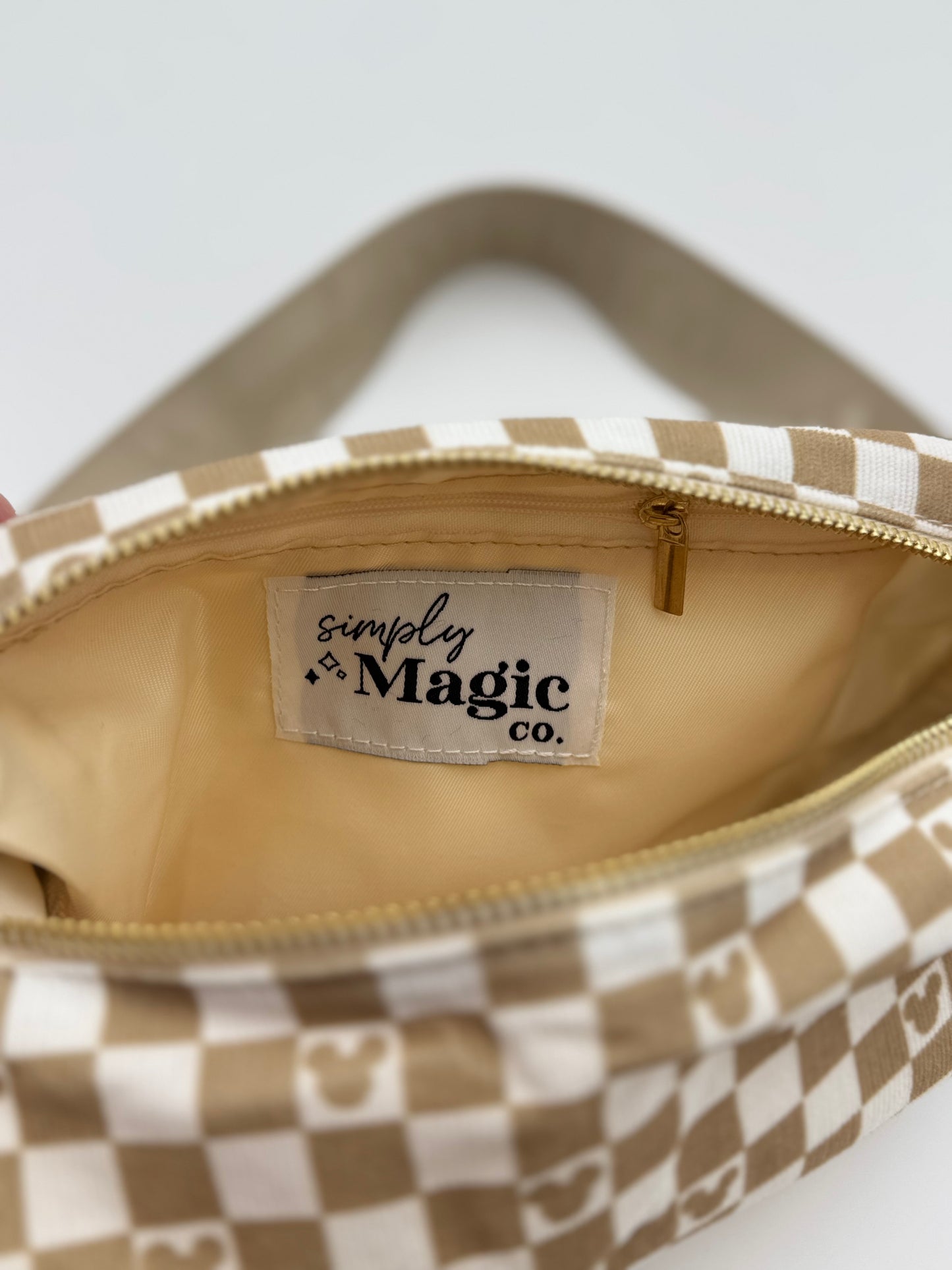 Checkered Corduroy Crossbody Moon Bag