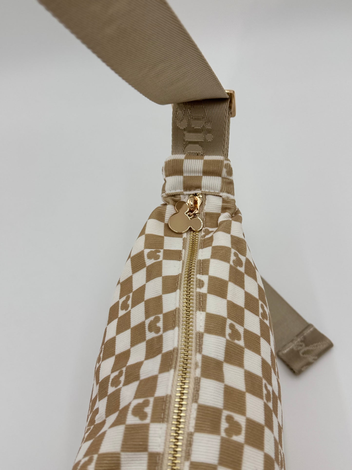 Checkered Corduroy Crossbody Moon Bag