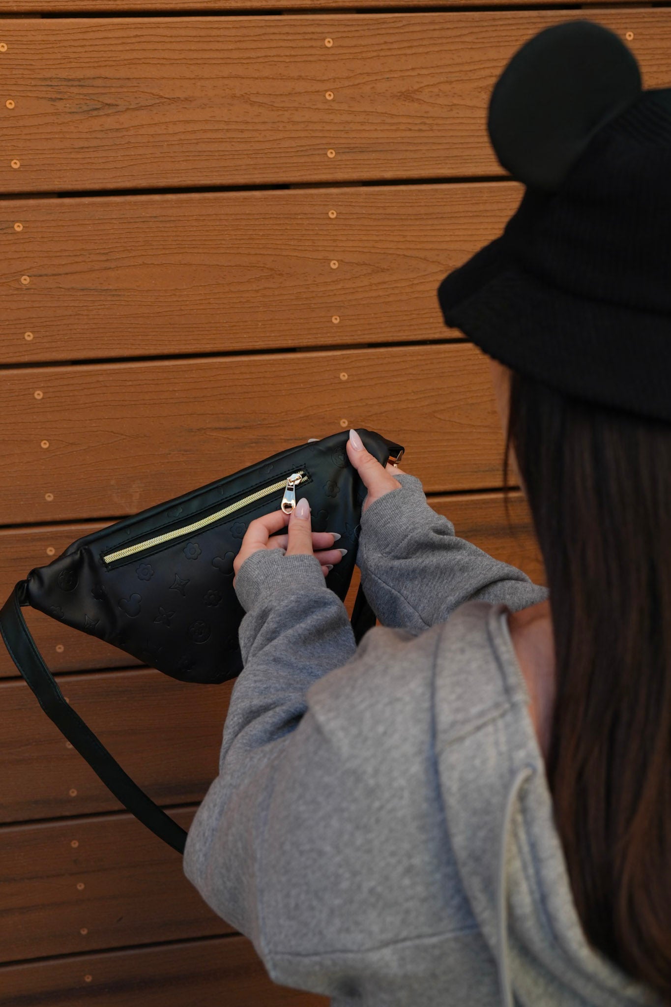 JUMBO FANNY PACK - Black Leather