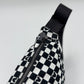 Checkered Corduroy Crossbody Moon Bag
