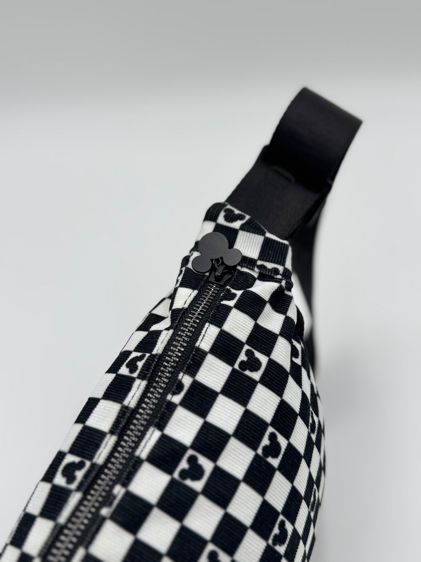 Checkered Corduroy Crossbody Moon Bag