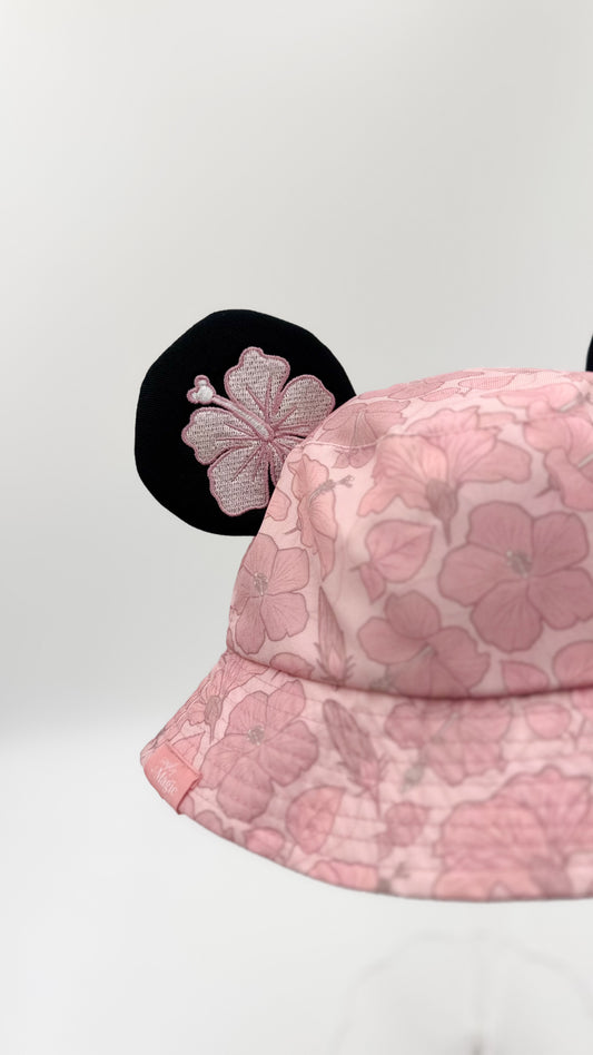 MOUSE EAR BUCKET HAT - Pink Hibiscus