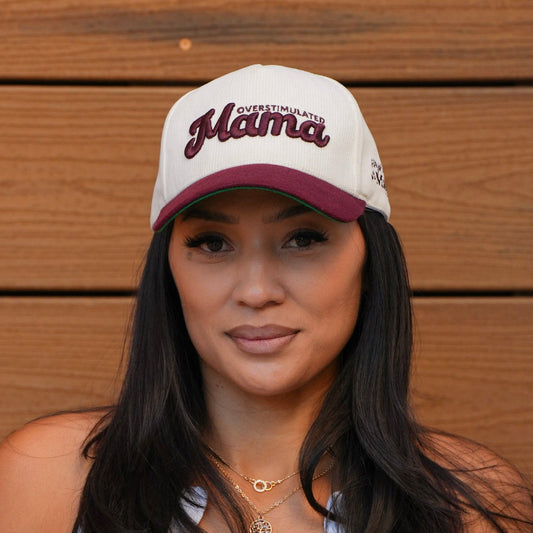 OVERSTIMULATED MAMA - Cream/Maroon