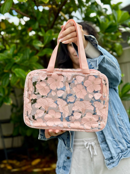 Pink Hibiscus Clear Bags (Hekili Designs Collab)