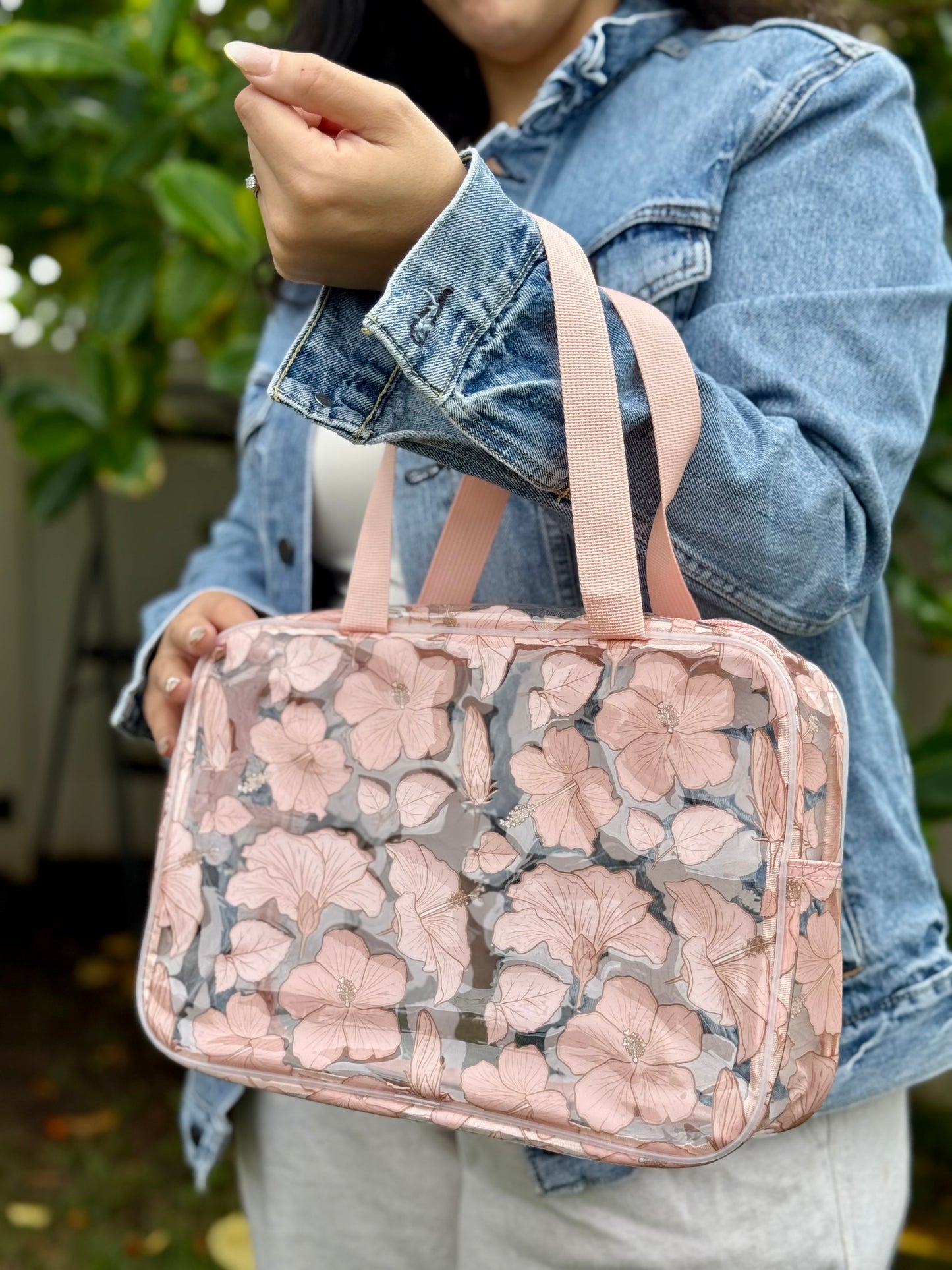 Pink Hibiscus Clear Bags (Hekili Designs Collab)