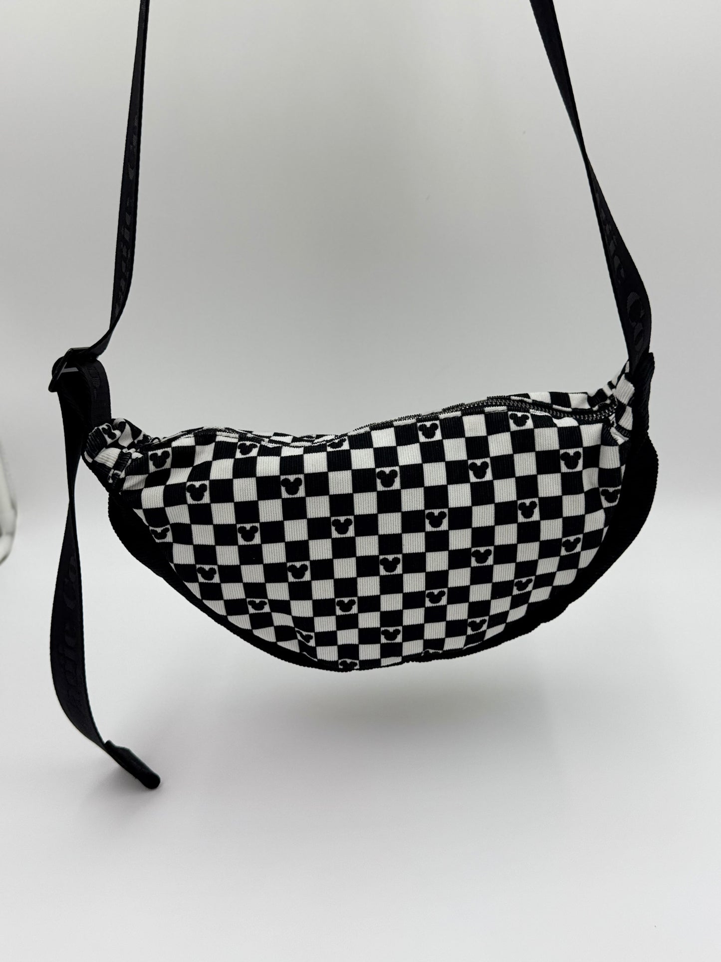 Checkered Corduroy Crossbody Moon Bag