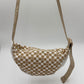 Checkered Corduroy Crossbody Moon Bag
