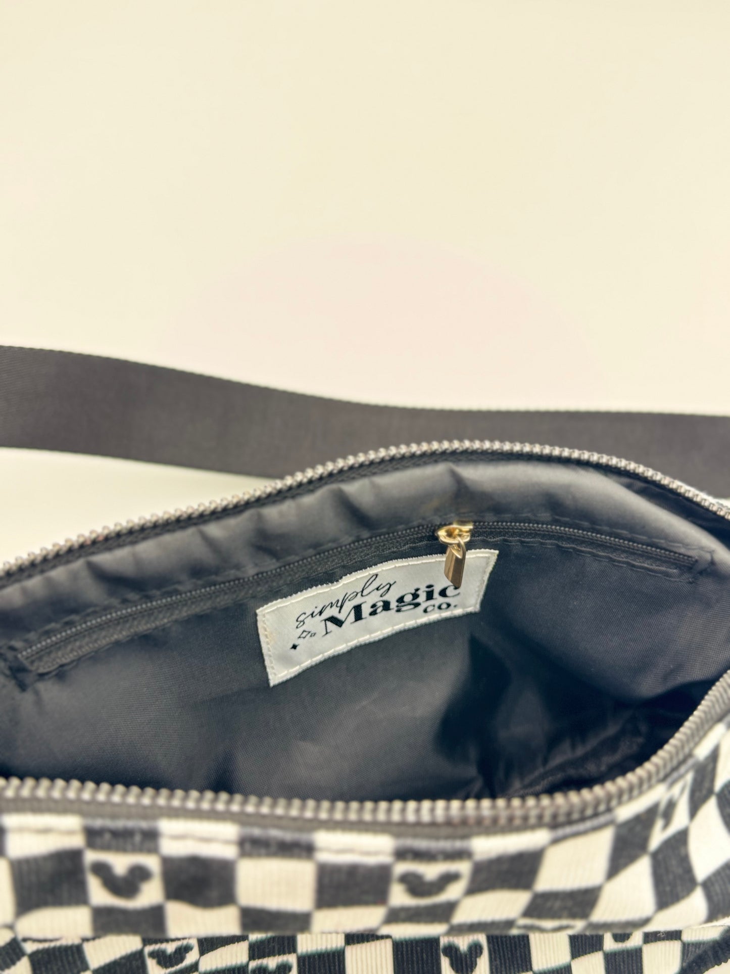 Checkered Corduroy Crossbody Moon Bag