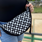Checkered Corduroy Crossbody Moon Bag