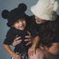 MOUSE EAR BUCKET HAT - Cream Bow Sherpa