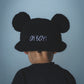 MOUSE EAR BUCKET HAT - Black Sherpa