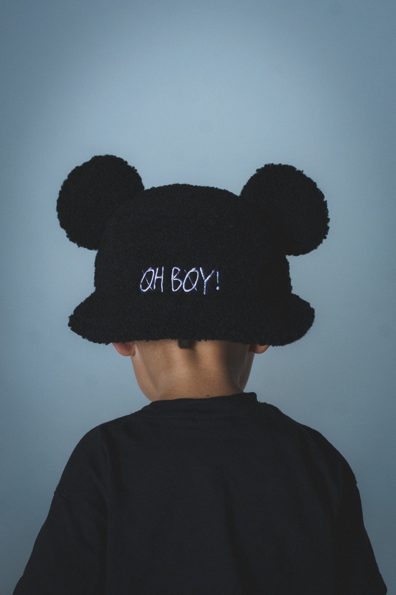 MOUSE EAR BUCKET HAT - Black Sherpa