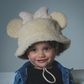 MOUSE EAR BUCKET HAT - Cream Bow Sherpa (Child Size Only)