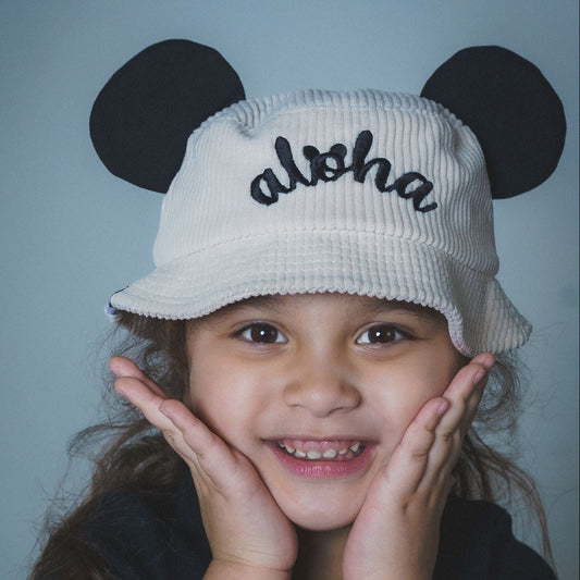 MOUSE EAR BUCKET HAT - Aloha Cream Corduroy (Child Size Only)