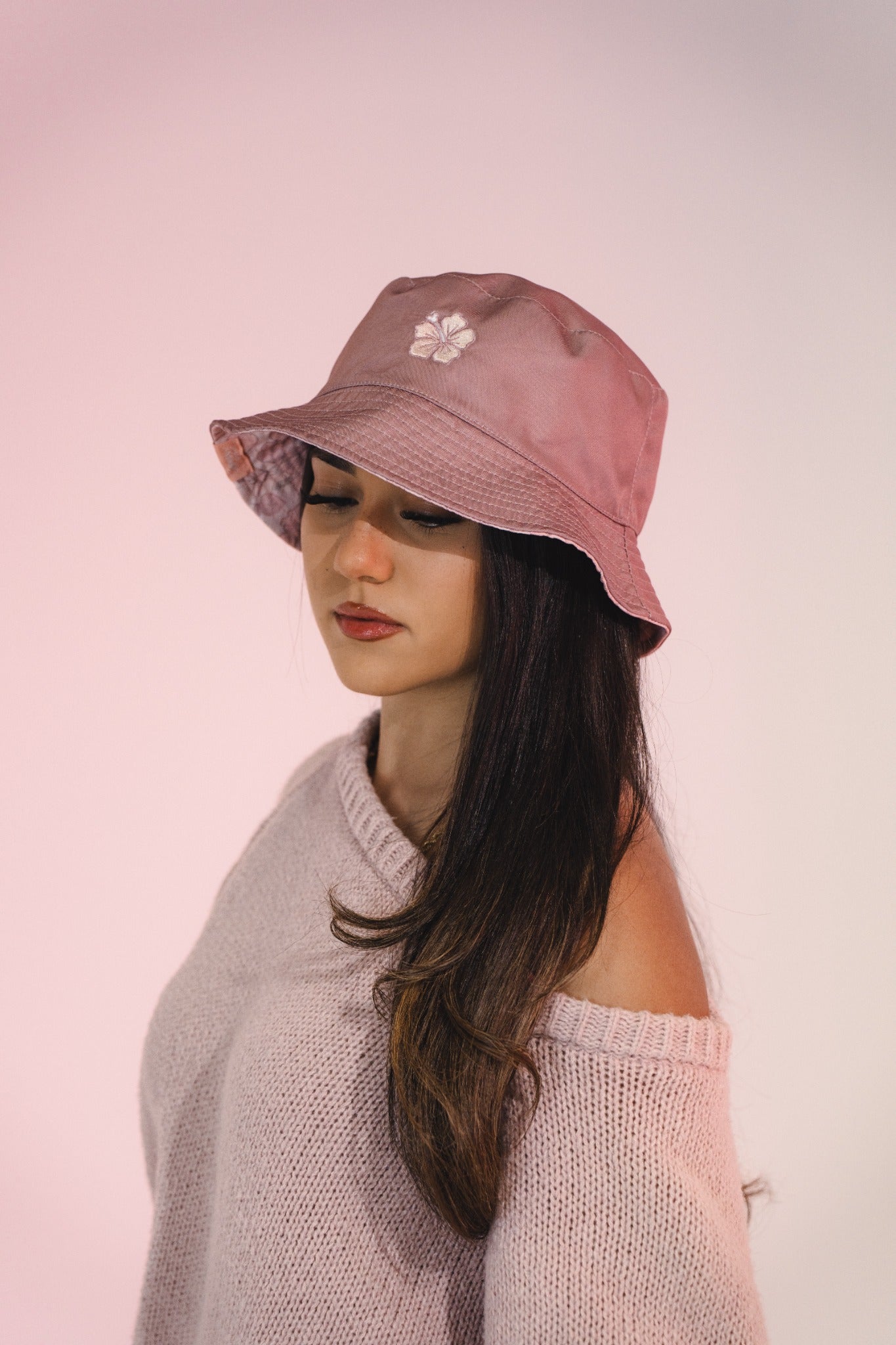 REVERSIBLE BUCKET HAT - Pink Hibiscus