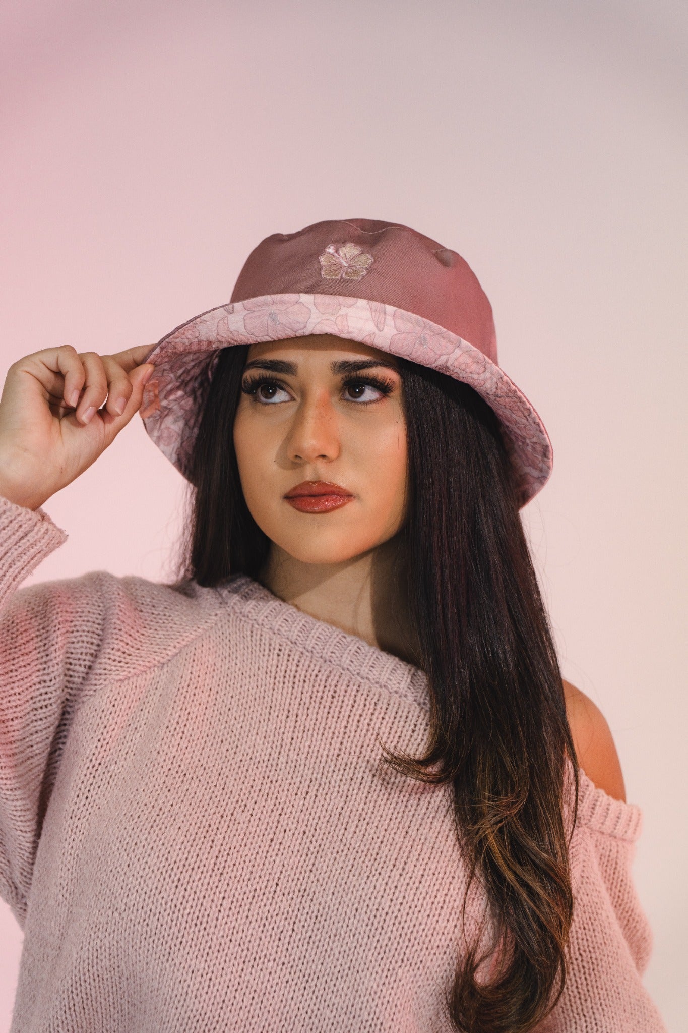 REVERSIBLE BUCKET HAT - Pink Hibiscus