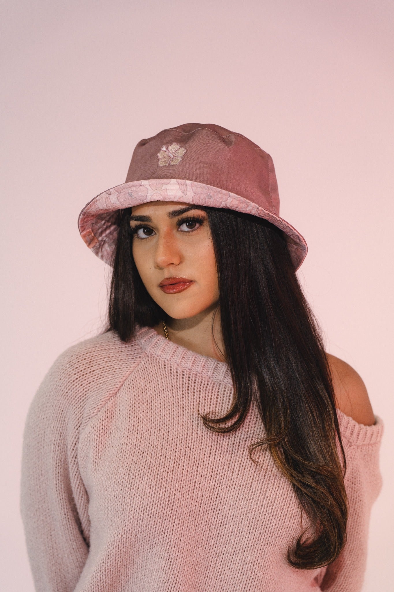 REVERSIBLE BUCKET HAT - Pink Hibiscus
