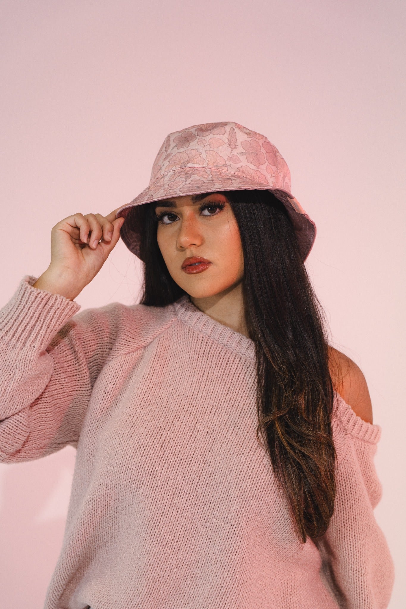 REVERSIBLE BUCKET HAT - Pink Hibiscus