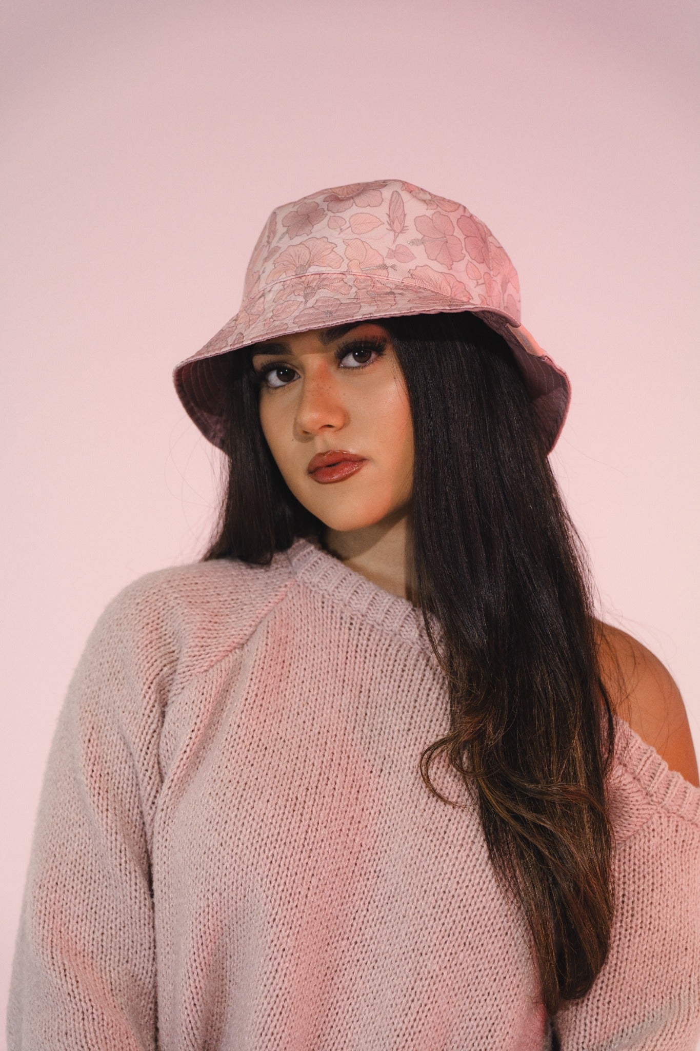 REVERSIBLE BUCKET HAT - Pink Hibiscus