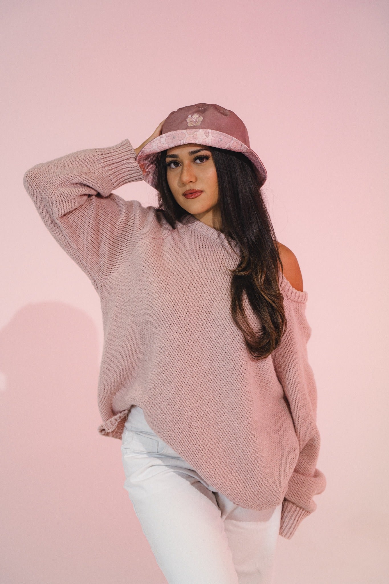 REVERSIBLE BUCKET HAT - Pink Hibiscus