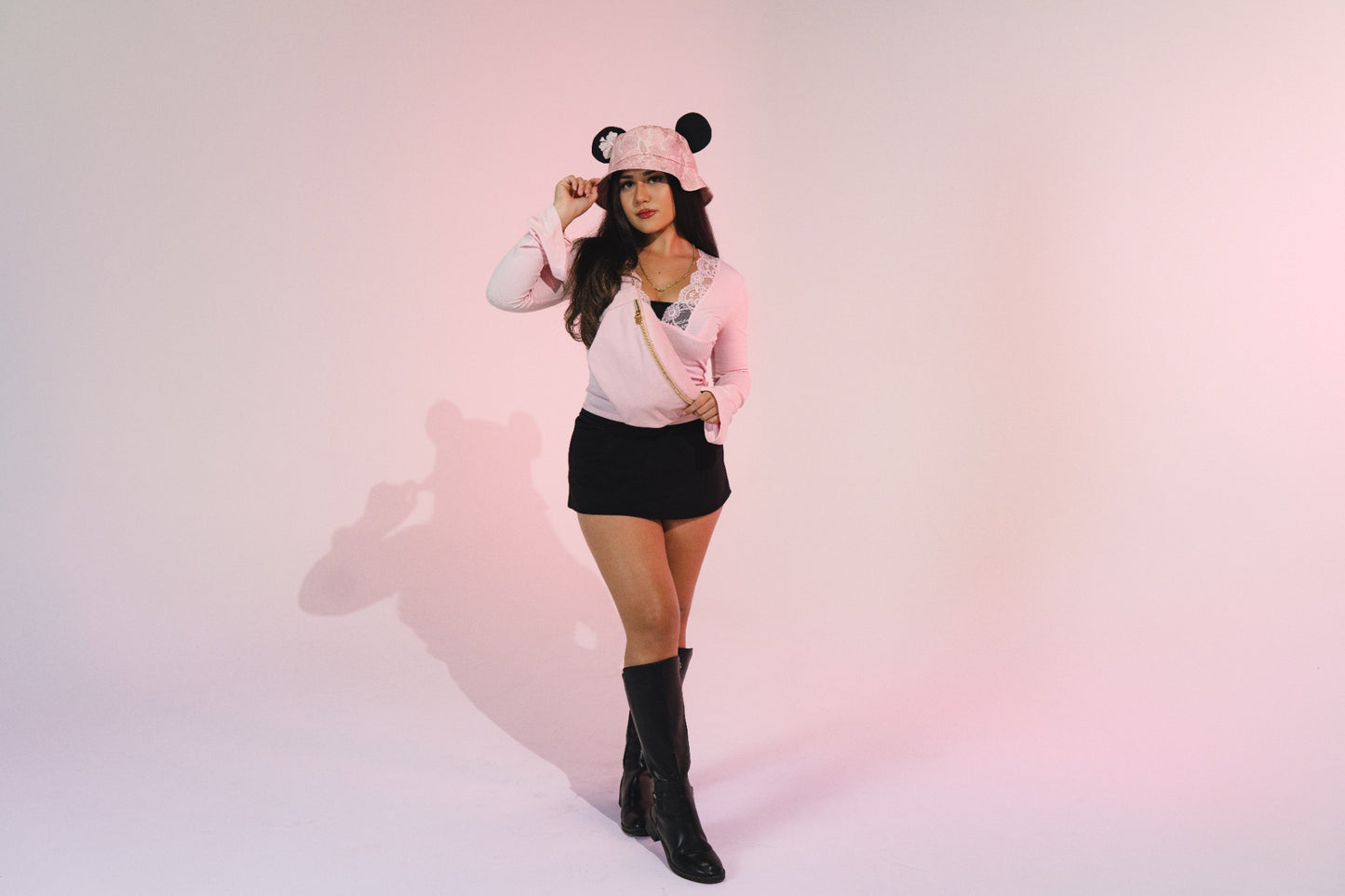 MOUSE EAR BUCKET HAT - Pink Hibiscus