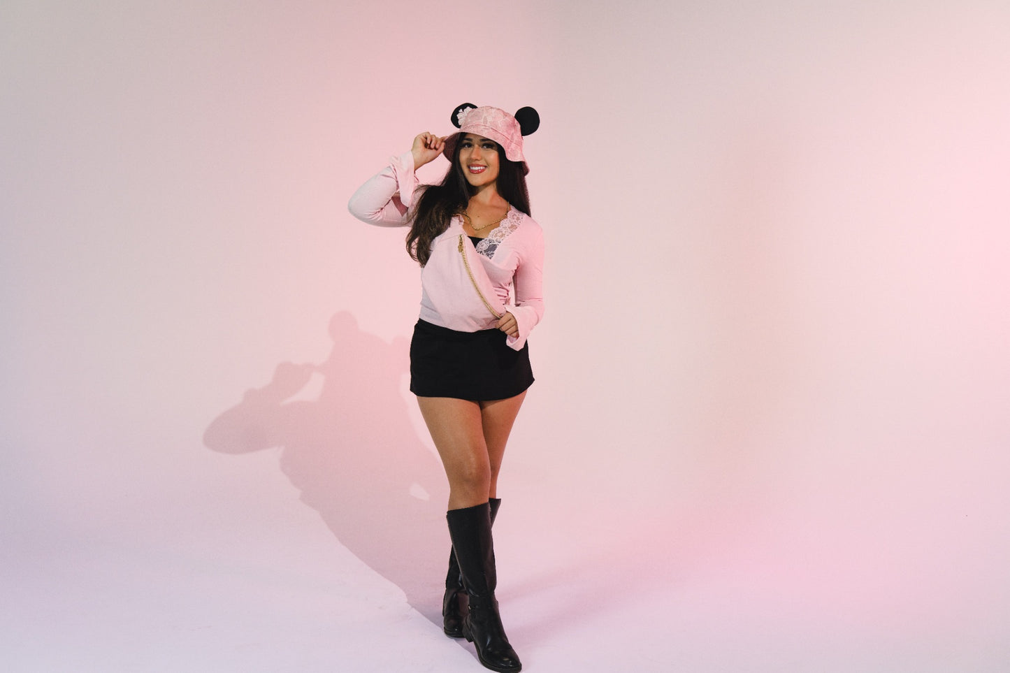 MOUSE EAR BUCKET HAT - Pink Hibiscus