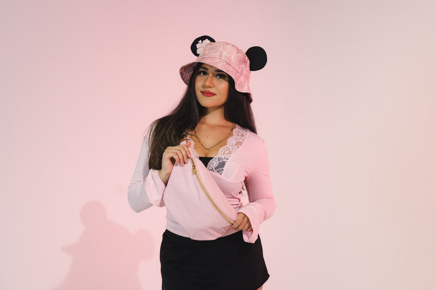 MOUSE EAR BUCKET HAT - Pink Hibiscus