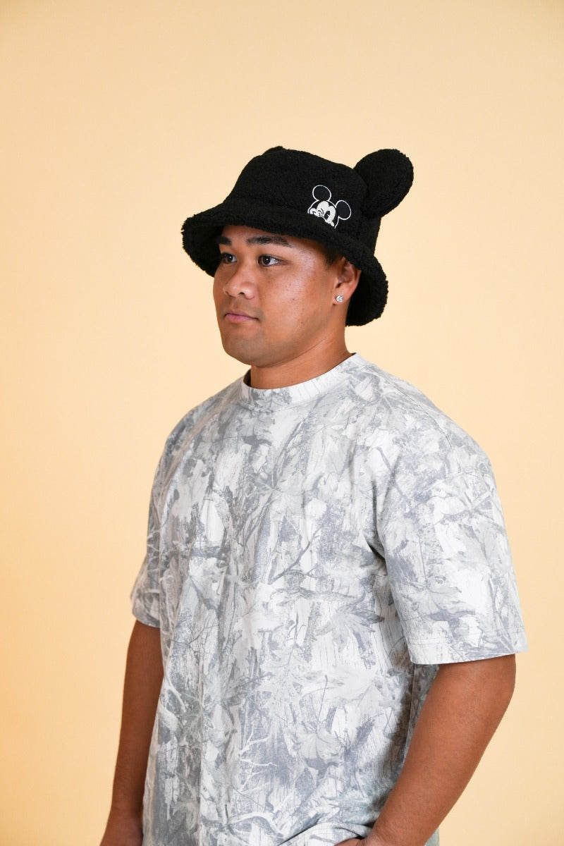 MOUSE EAR BUCKET HAT - Black Sherpa