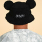 MOUSE EAR BUCKET HAT - Black Sherpa