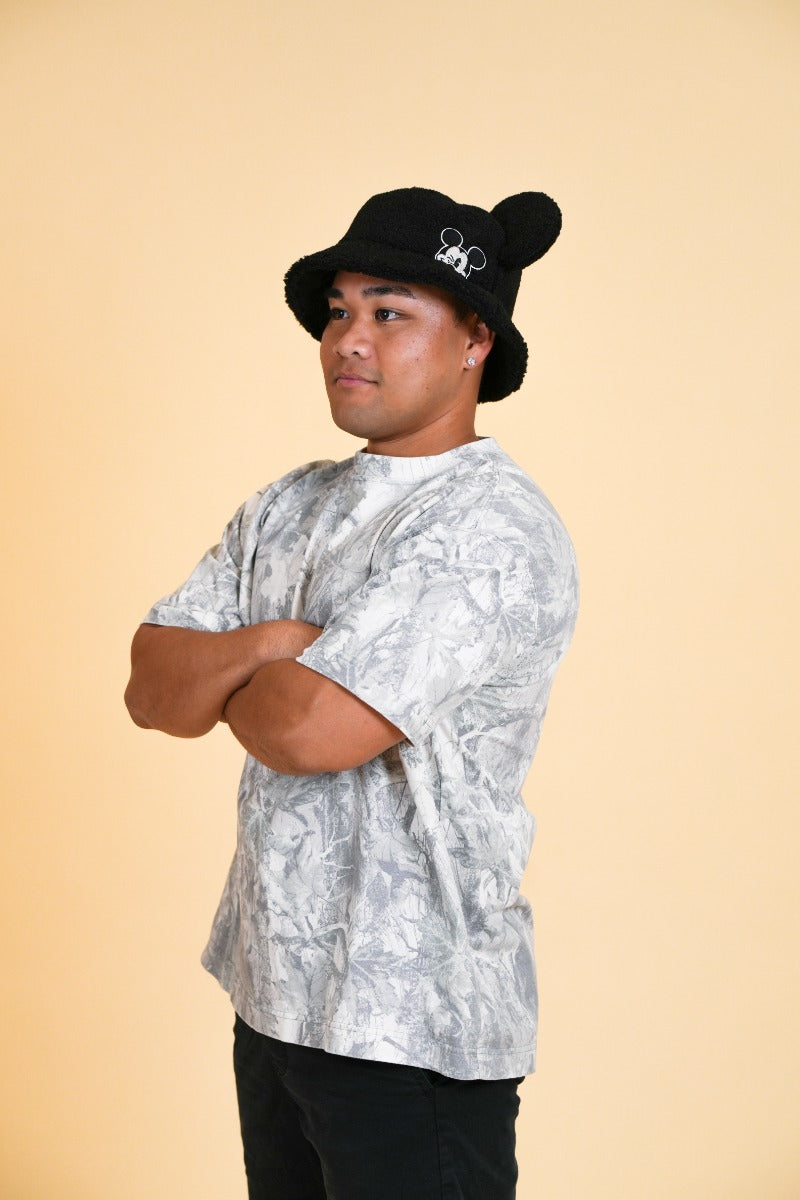 MOUSE EAR BUCKET HAT - Black Sherpa
