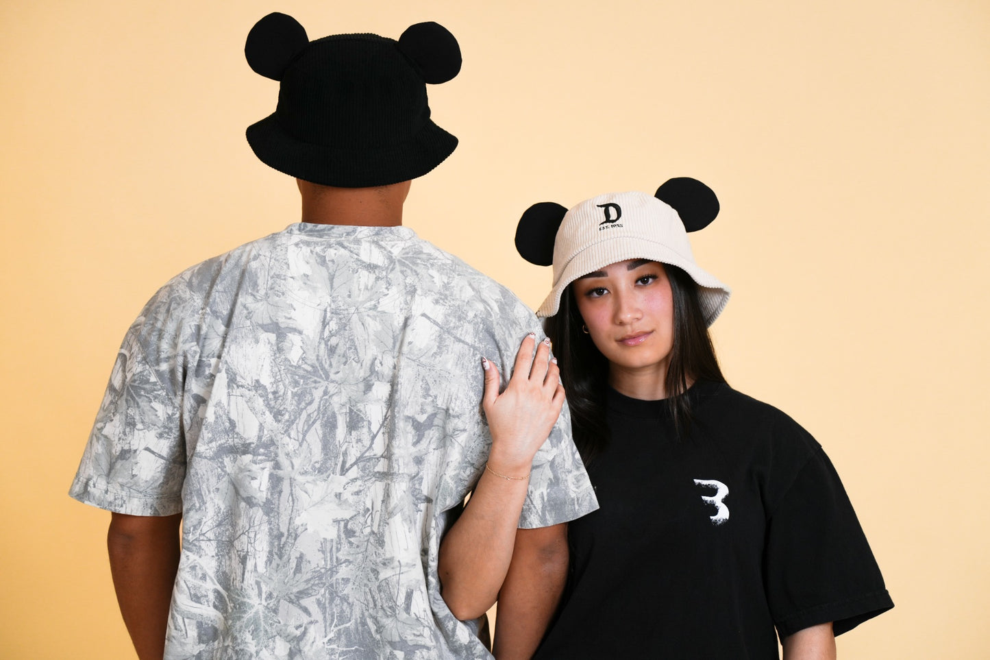 MOUSE EAR BUCKET HAT - Cream D