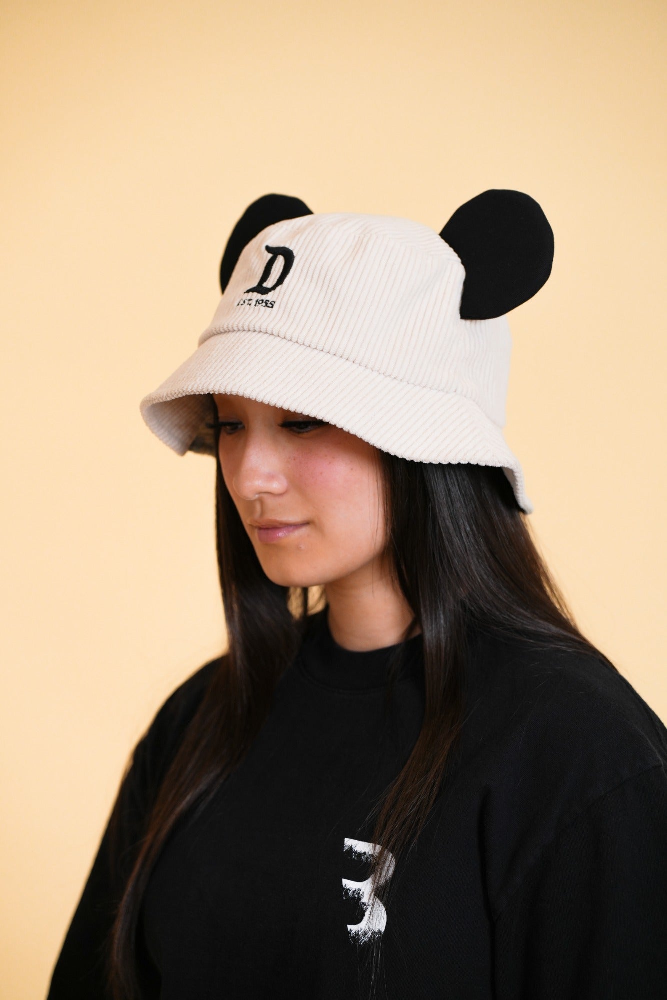 MOUSE EAR BUCKET HAT - Cream D