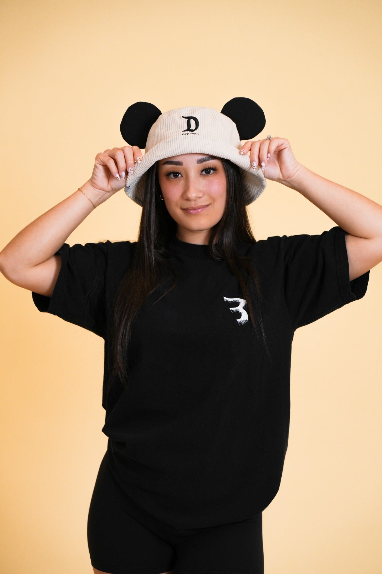 MOUSE EAR BUCKET HAT - Cream D