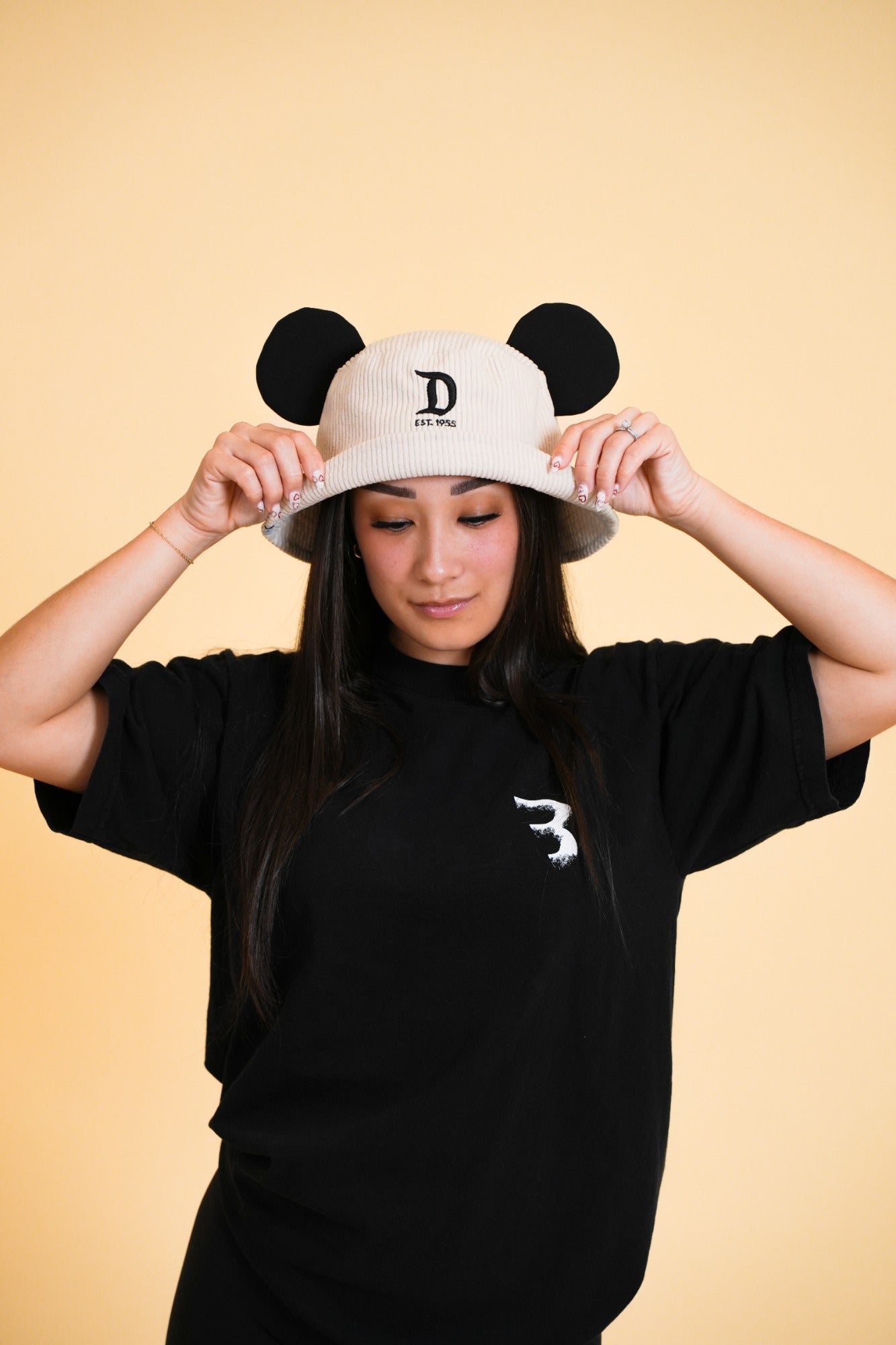 MOUSE EAR BUCKET HAT - Cream D