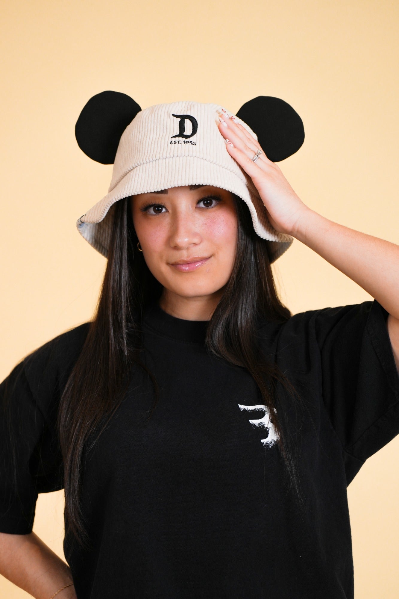 MOUSE EAR BUCKET HAT - Cream D