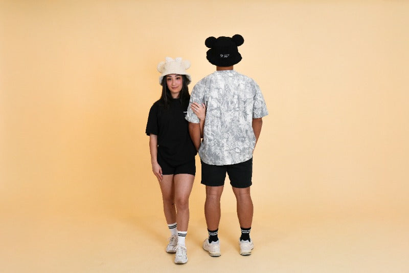 MOUSE EAR BUCKET HAT - Black Sherpa